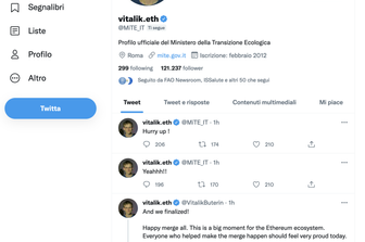 Hackerato profilo twitter MITE giorno Merge Ethereum