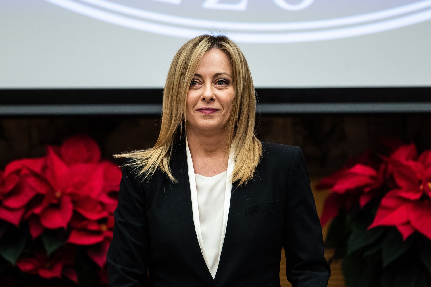 Giorgia Meloni durante la conferenza stampa di fine anno