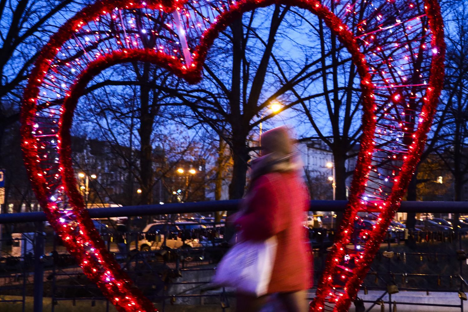 Decorazione in strada per la festa di San Valentino &nbsp;