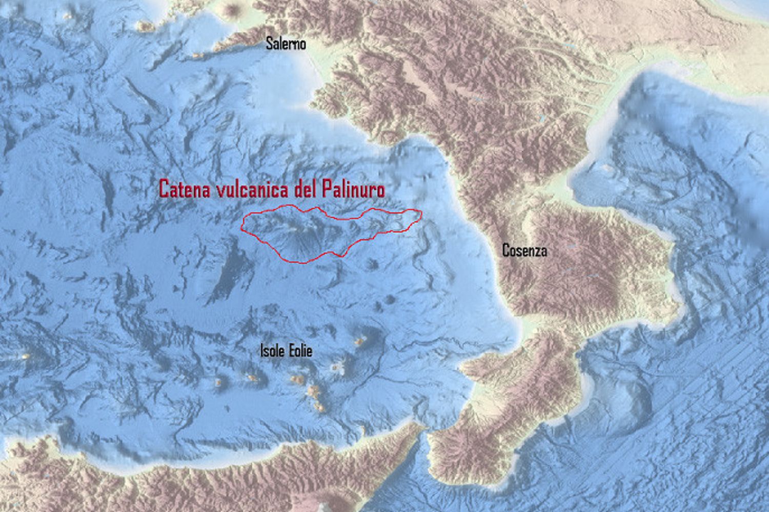 Ubicazione della catena vulcanica del Palinuro&nbsp;(Ingv)