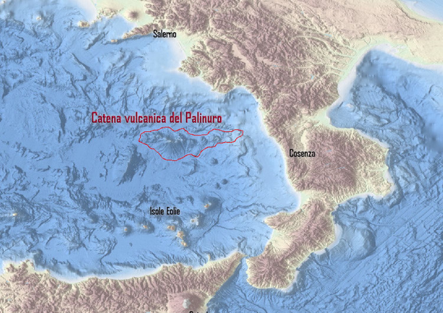 Ubicazione della catena vulcanica del Palinuro&nbsp;(Ingv)